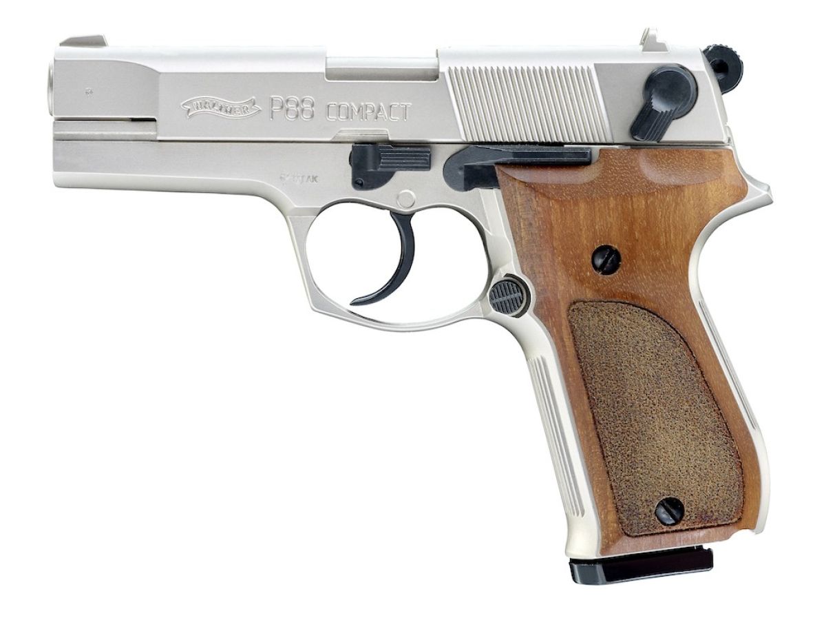Pistolet Walther P88 compact nickelé plaquettes bois